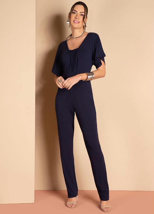 Quintess - Macacão Marinho com Mangas Amplas 3