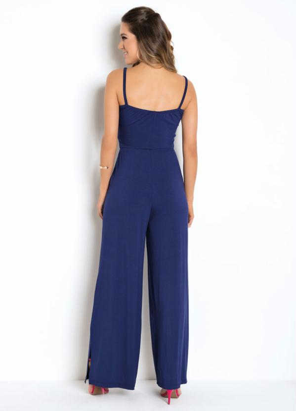 Miss Masy - Macacão Marinho Decote Transpassado com Bolsos 2