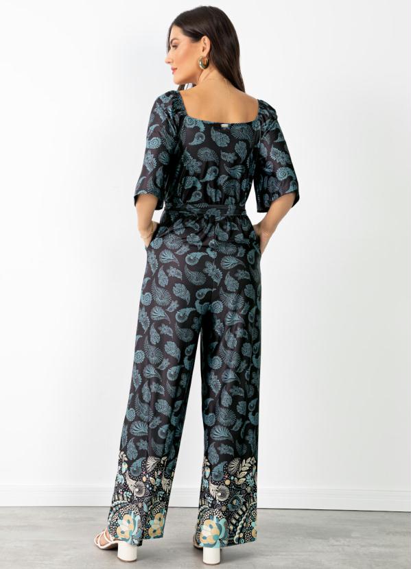 Quintess - Macacão Paisley Preto com Faixa 2