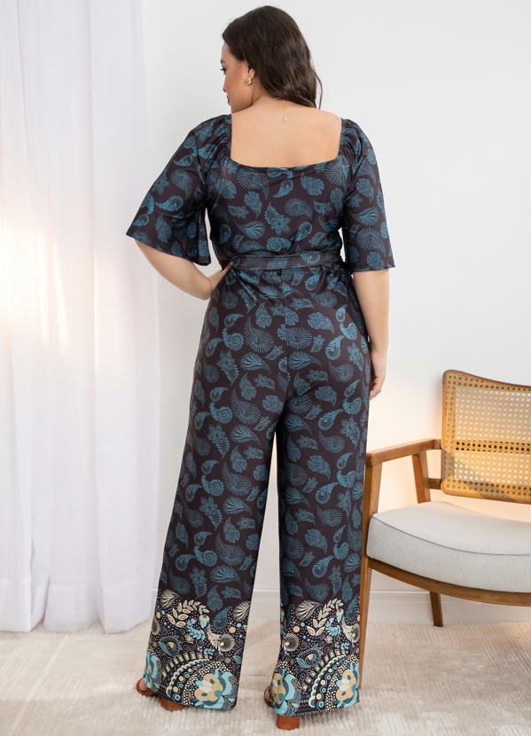 Quintess - Macacão Paisley Preto com Faixa 6