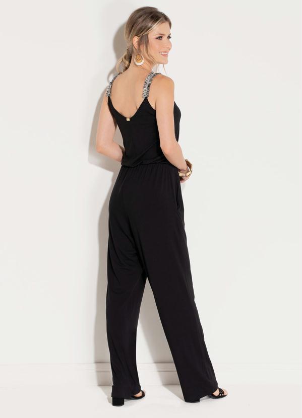 Quintess - Macacão Quintess Preto e Off White com Recorte 2