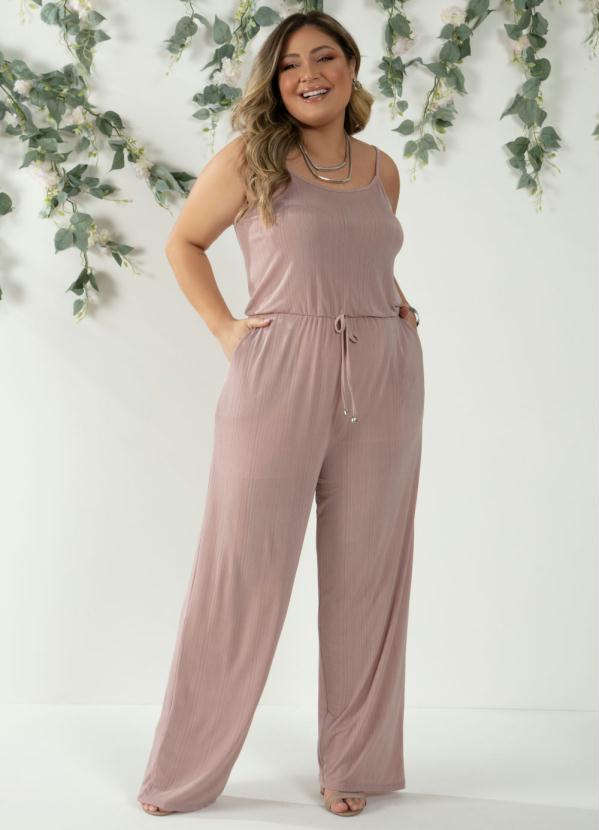 Quintess - Macacão Rosê Longo Plissado de Alças 4