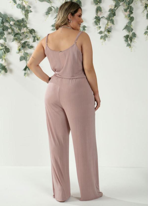 Quintess - Macacão Rosê Longo Plissado de Alças 5