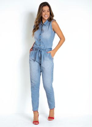 macacão longo jeans feminino