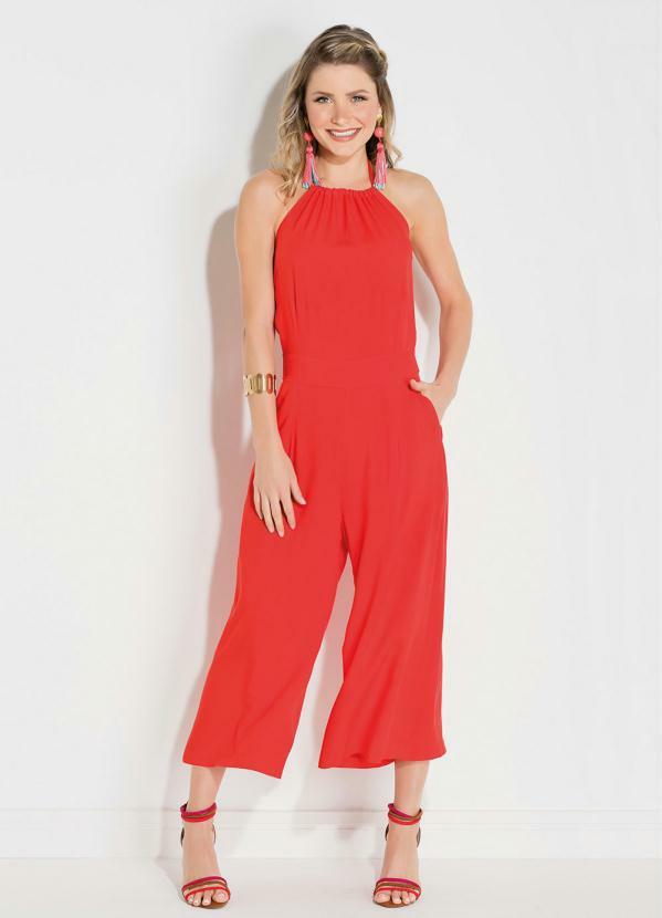 Quintess - Macacão Vermelho Frente Única Quintess