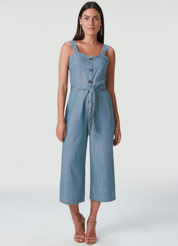 Malwee - Macacão Azul Escuro Pantacourt Light Jeans