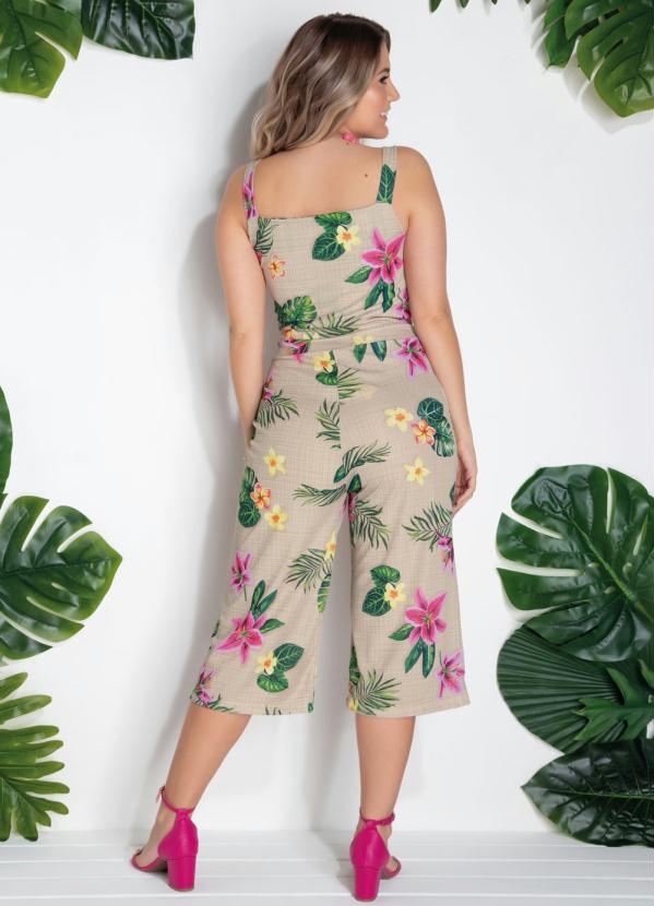 Moda Pop - Macacão Pantacourt Areia com Bolsos Frontais 4