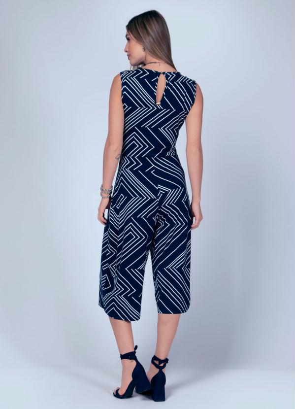 Quintess - Macacão Pantacourt com Gota Estampado Azul 2