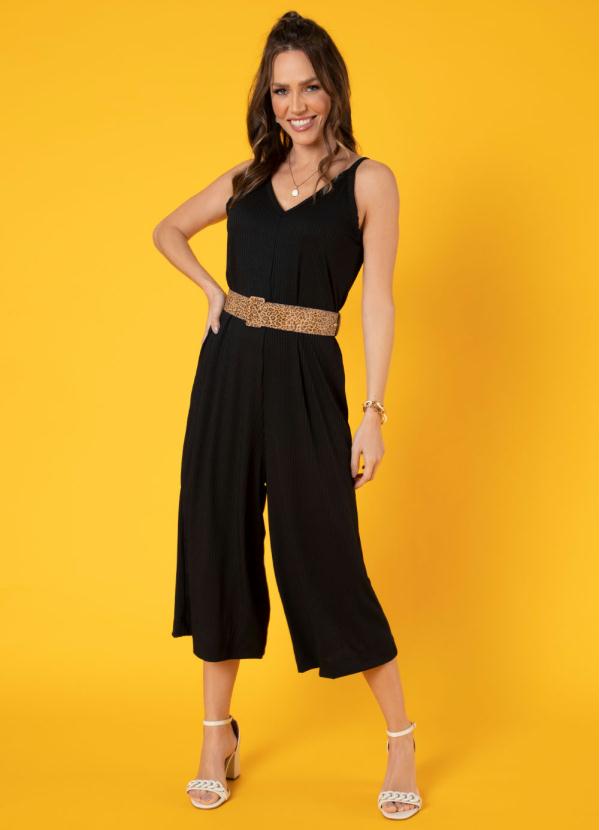 Macacão Pantacourt Transparente Macacão Pantacourt Preto De Alças