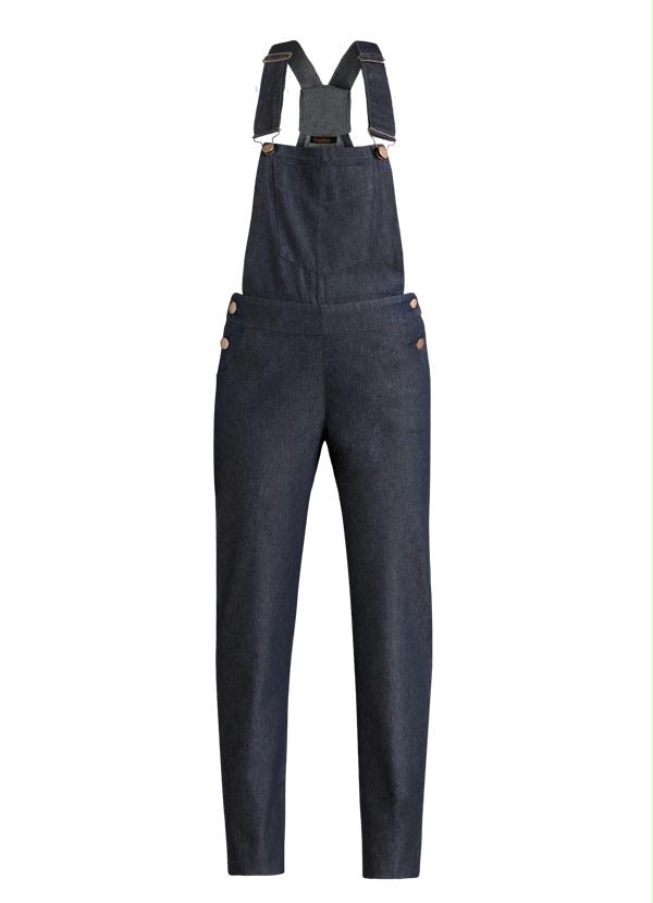 Quintess - Jardineira Jeans Azul com Bolsos 5