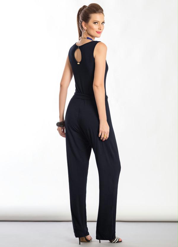 Quintess - Macacão Acinturado e Faixa para Amarração Preto 2