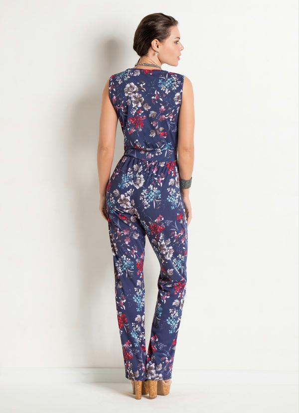 Outlet - Macacão Floral Decote Transpassado 2