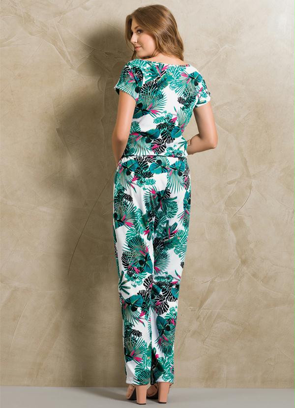 Moda Pop - Macacão Folhagem com Decote Transpassado 2