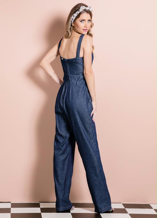 Quintess - Macacão Jeans Quintess com Alças e Bolsos 2