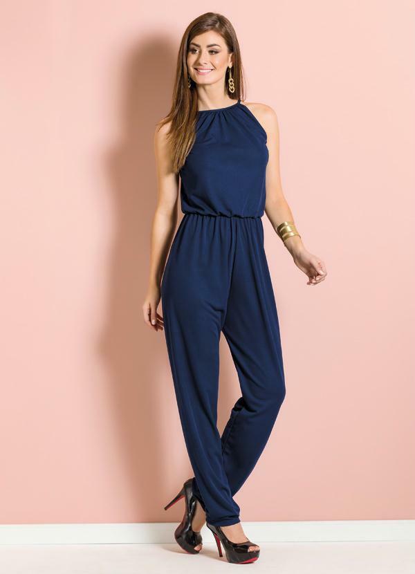 Outlet - Macacão Marinho com Amarração nas Costas 2