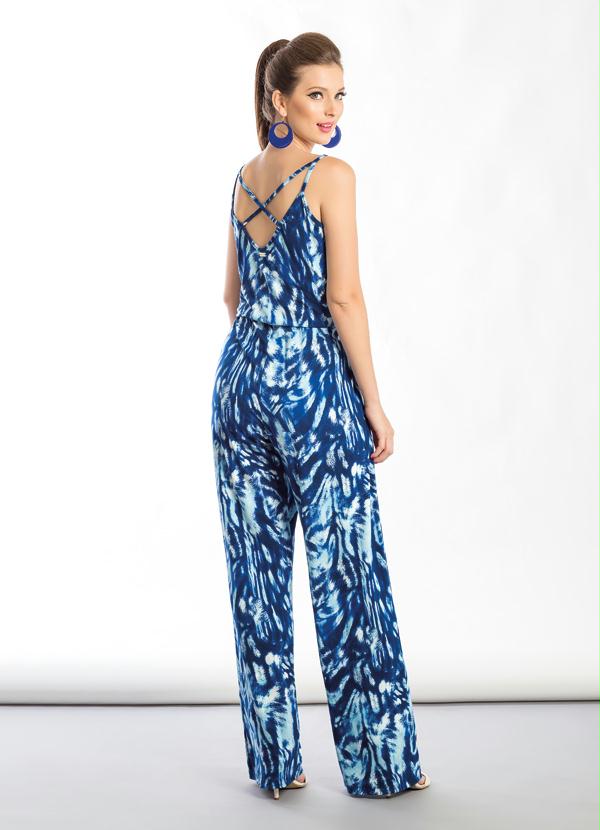 Quintess - Macacão Pantalona com Tiras Cruzadas Estampado 2