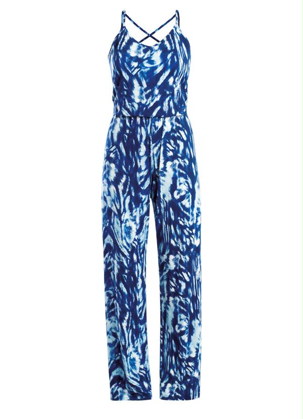 Quintess - Macacão Pantalona com Tiras Cruzadas Estampado 3