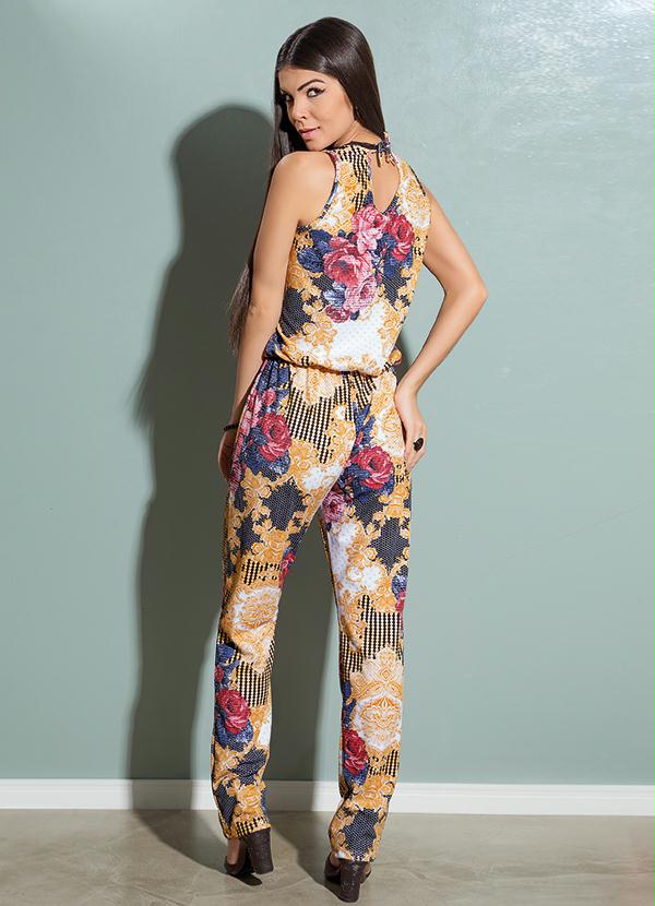 Outlet - Macacão Recorte Gota Decote Costas Mix Estampa 2