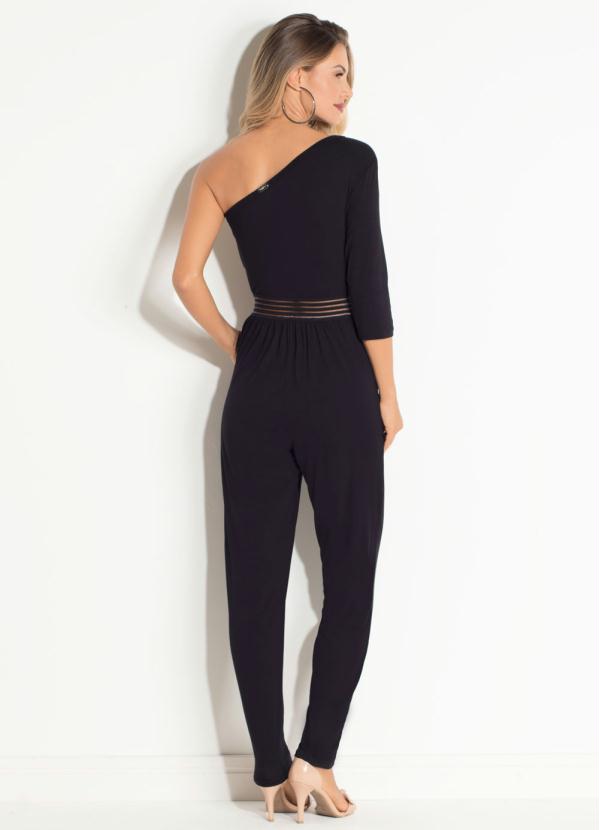 Quintess - Macacão com Elástico Transparente Preto Quintess 2