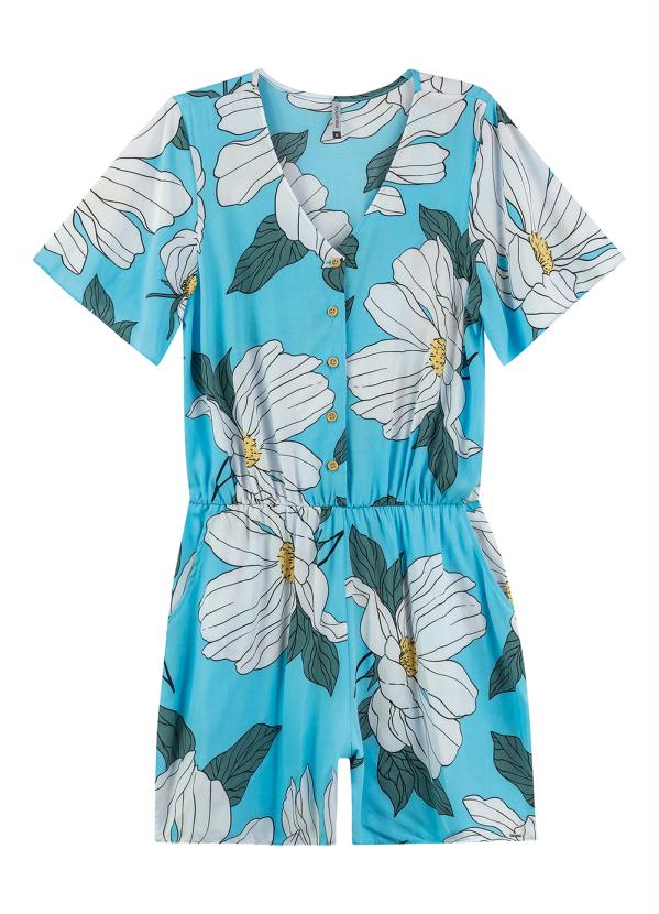 Marialícia - Macacão Estampado Floral Azul 3