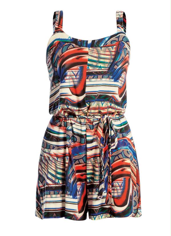 Quintess - Macaquinho Acinturado Estampa Abstrata 5