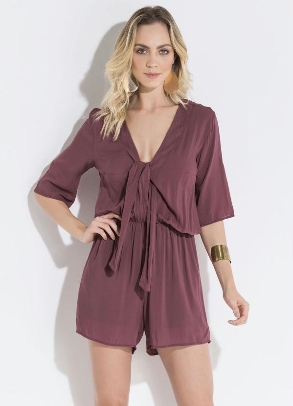 Quintess - Macaquinho Amarração no Decote Bordô Quintess