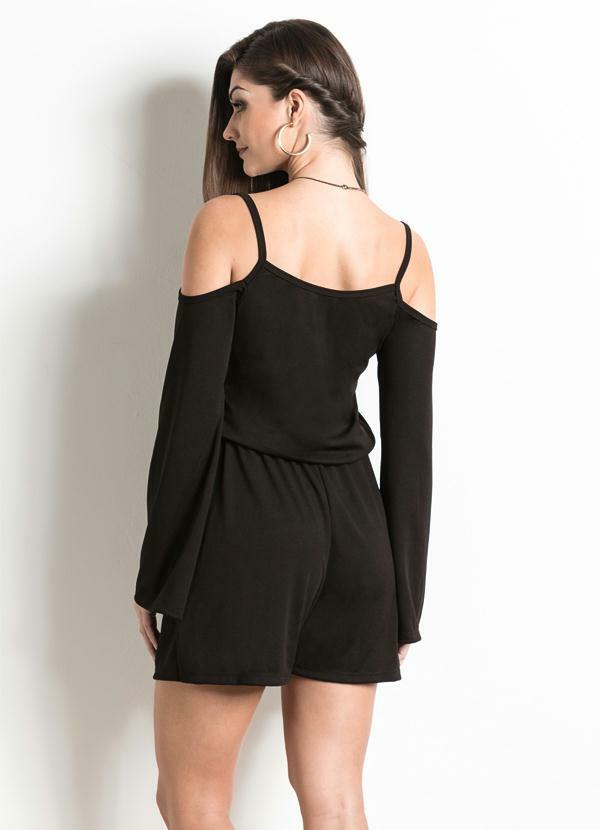 Outlet - Macaquinho Ciganinha Preto com Sobreposição 2