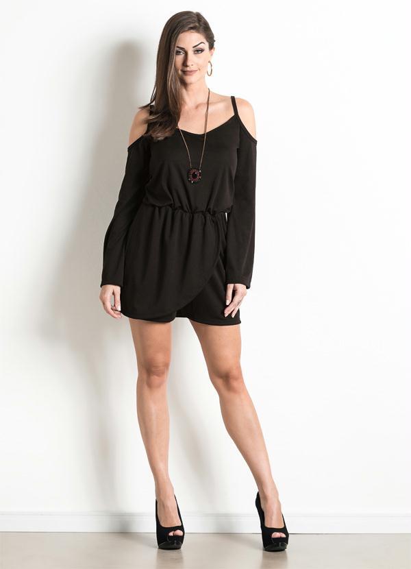 Outlet - Macaquinho Ciganinha Preto com Sobreposição 3