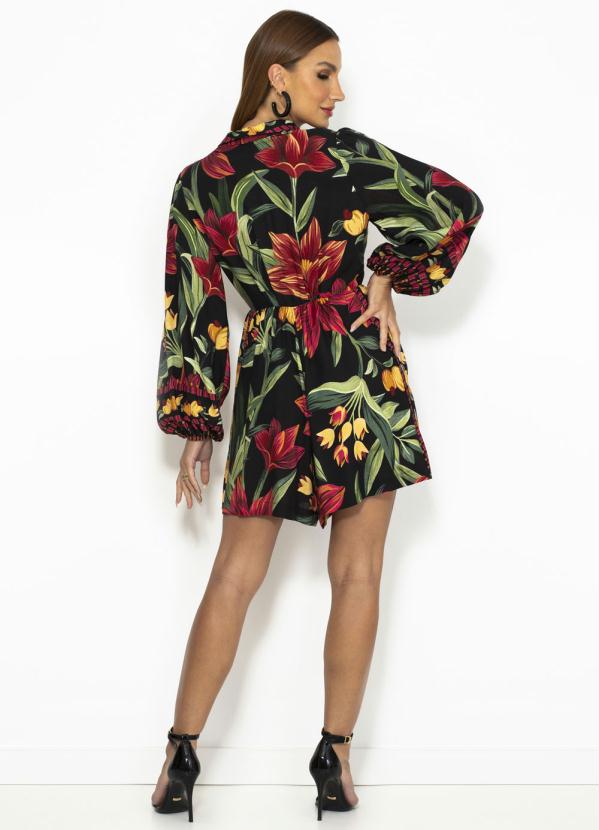 Farm - Macaquinho de Viscose Floral Padang Preto 4