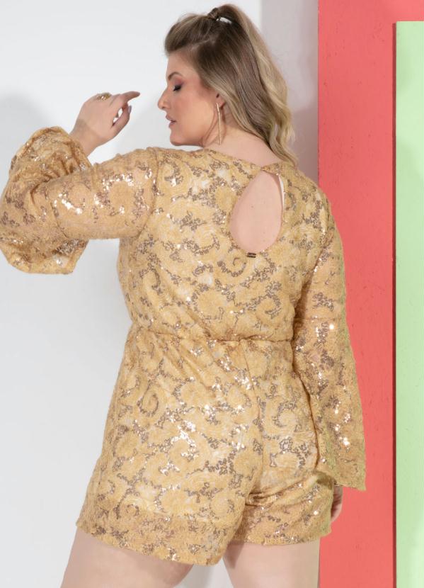 Quintess - Macaquinho Dourado com Decote Transpassado 8