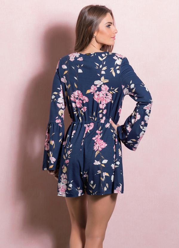 Quintess - Macaquinho Floral Mangas Sino Quintess 2