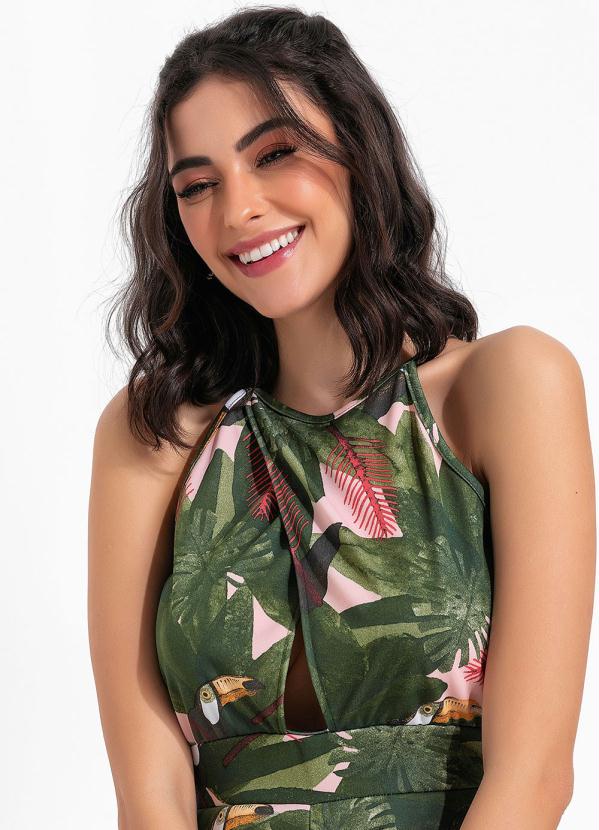 Moda Pop - MacaquinhoFolhagem Verde com Decote Transpassado 3