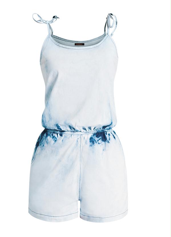 Quintess - Macaquinho Jeans Delavé de Alças Finas 5