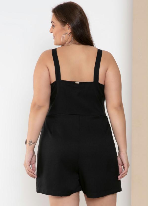 Quintess - Macaquinho Preto com Zíper Frontal e Bolsos 8