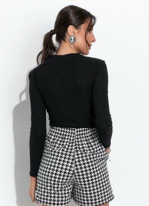 Moda Pop - Blusa Preto em Canelado - MODA POP