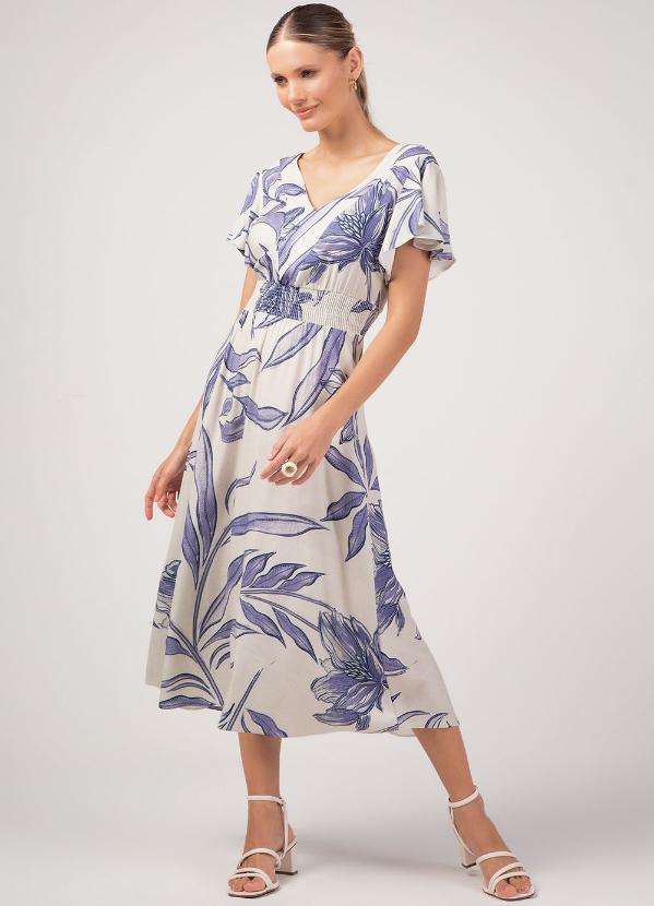 Marialícia - Vestido Feminino Acinturado Azul