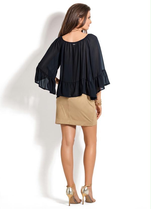 Multimarcas - Saia de Camurça com Botões Frontais Caramelo 4