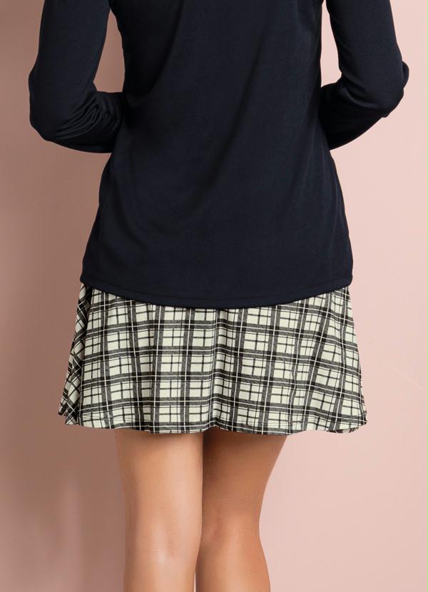 Outlet - Saia Evasê Xadrez Detalhe de Martingale 2