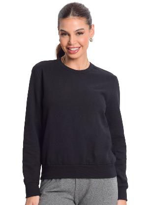 Rovitex - Blusão Feminino Básico de Moletom Preto - ROVITEX