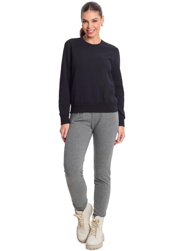 Rovitex - Blusão Feminino Básico de Moletom Preto 3