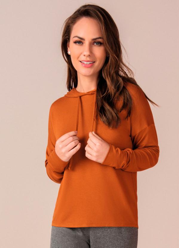 Blusão Feminino com Capuz Marrom - Rovitex