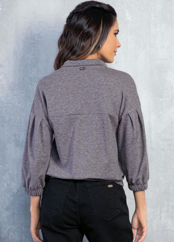 Quintess - Casaco de Moletom Mescla Chumbo com Zíper Gola 2