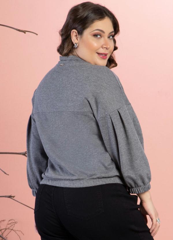Quintess - Casaco de Moletom Mescla Chumbo com Zíper Gola 6