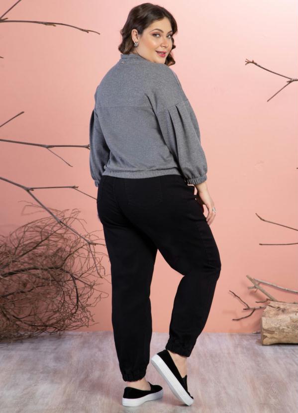 Quintess - Casaco de Moletom Mescla Chumbo com Zíper Gola 8