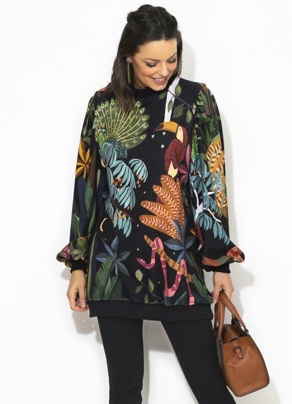 Farm - Casaco Moletom Floresta Surreal Preto