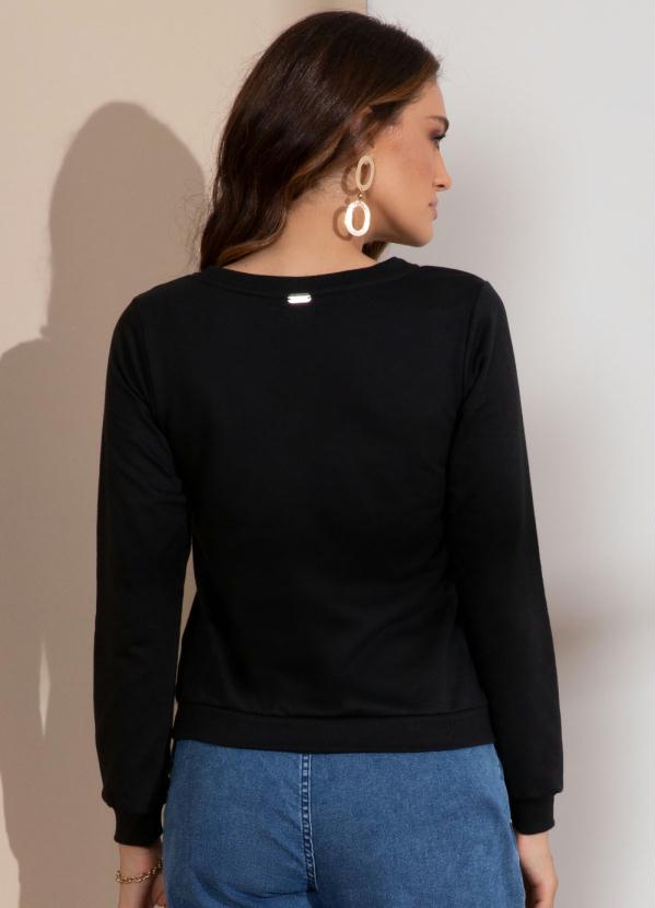 Quintess - Casaco Moletom Preto com Bordados em Paetê 2