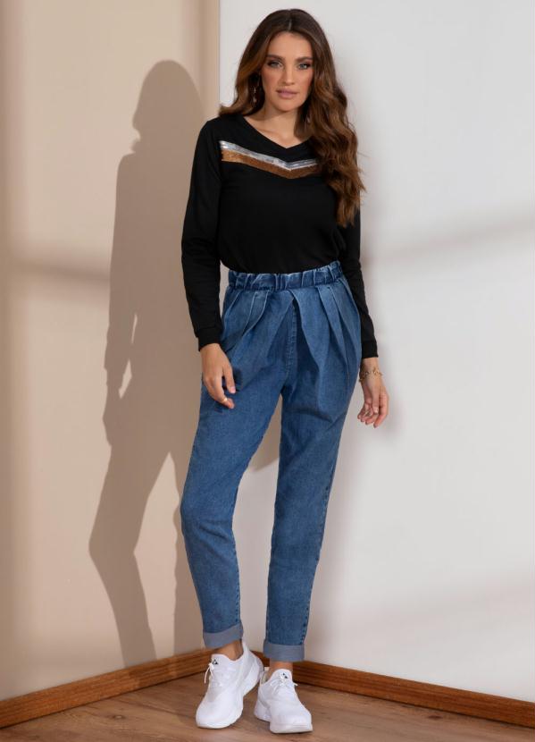 Quintess - Casaco Moletom Preto com Bordados em Paetê 3