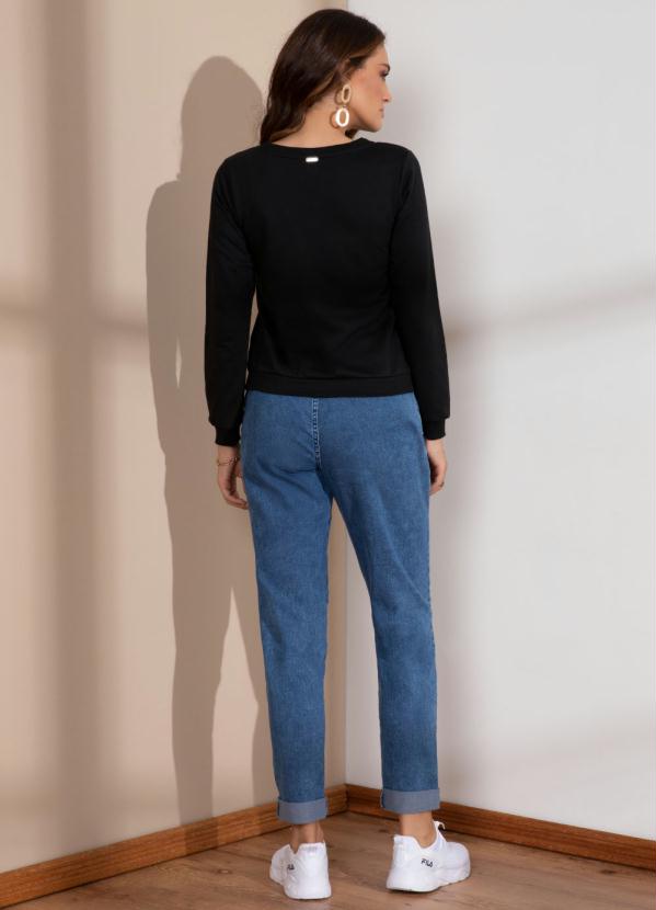 Quintess - Casaco Moletom Preto com Bordados em Paetê 4