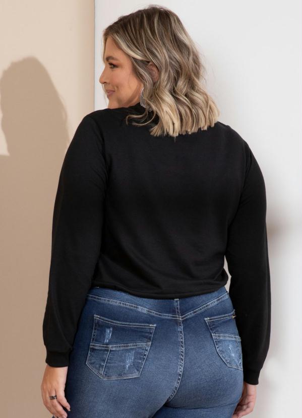 Quintess - Casaco Moletom Preto com Bordados em Paetê 6