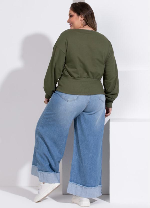 Quintess - Casaco Moletom Verde com Abertura no Decote 10